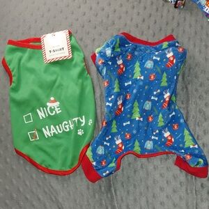 Holiday-Themed Green and Blue Dogs Pajamas